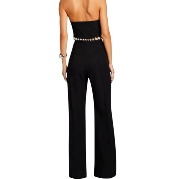 Retrofete Glenda Crystal Embellished Strapless Bandeau Black Jumpsuit Size Small - Picture 4 of 12